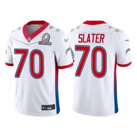 Wholesale Cheap Men\'s Los Angeles Chargers #70 Rashawn Slater 2022 White AFC Pro Bowl Stitched Jersey