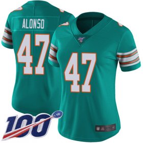 Wholesale Cheap Nike Dolphins #47 Kiko Alonso Aqua Green Alternate Women\'s Stitched NFL 100th Season Vapor Limited Jersey