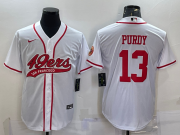 Wholesale Cheap Men's San Francisco 49ers #13 Brock Purdy White With Patch Cool Base Stitched Baseball Jersey
