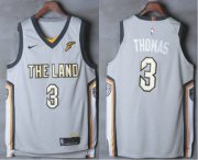 Wholesale Cheap Men's Cleveland Cavaliers #3 Isaiah Thomas Gray The Land 2017-2018 Nike Authentic Stitched NBA Jersey
