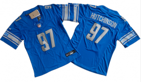Cheap Women\'s Detroit Lions #97 Aidan Hutchinson Blue 2023 F.U.S.E. Vapor Limited Football Stitched Jersey(Run Smaller)