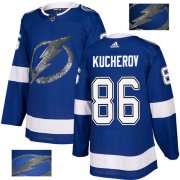 Wholesale Cheap Adidas Lightning #86 Nikita Kucherov Blue Home Authentic Fashion Gold Stitched NHL Jersey