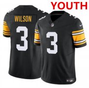 Cheap Youth Pittsburgh Steelers #3 Russell Wilson Black 2023 F.U.S.E. Vapor Untouchable Limited Football Stitched Jersey