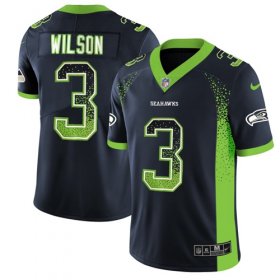 Wholesale Cheap Nike Seahawks #3 Russell Wilson Steel Blue Team Color Men\'s Stitched NFL Limited Rush Drift Fashion Jersey