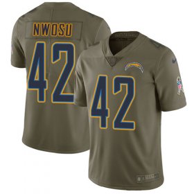 Wholesale Cheap Nike Chargers #42 Uchenna Nwosu Olive Youth Stitched NFL Limited 2017 Salute to Service Jersey