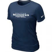 Wholesale Cheap Women's Nike Seattle Seahawks Sideline Legend Authentic Font T-Shirt D.Blue