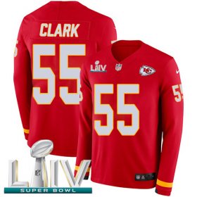 Wholesale Cheap Nike Chiefs #55 Frank Clark Red Super Bowl LIV 2020 Team Color Men\'s Stitched NFL Limited Therma Long Sleeve Jersey