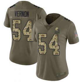 Wholesale Cheap Nike Browns #54 Olivier Vernon Olive/Camo Women\'s Stitched NFL Limited 2017 Salute to Service Jersey