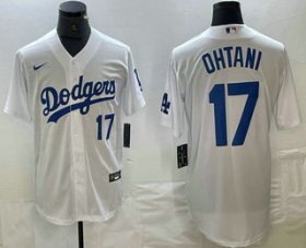 Cheap Men\'s Los Angeles Dodgers #17 Shohei Ohtani Number White Stitched Cool Base Nike Jersey