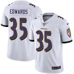 Wholesale Cheap Nike Ravens #35 Gus Edwards White Men\'s Stitched NFL Vapor Untouchable Limited Jersey