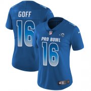 Wholesale Cheap Nike Rams #16 Jared Goff Royal Women's Stitched NFL Limited NFC 2018 Pro Bowl Jersey