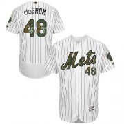 Wholesale Cheap Mets #48 Jacob DeGrom White(Blue Strip) Flexbase Authentic Collection Memorial Day Stitched MLB Jersey