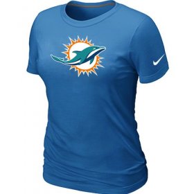 Wholesale Cheap Women\'s Nike Miami Dolphins Logo NFL T-Shirt Light Blue