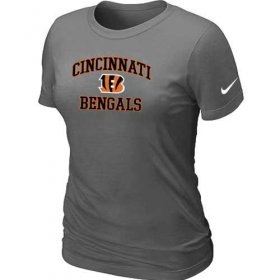Wholesale Cheap Women\'s Nike Cincinnati Bengals Heart & Soul NFL T-Shirt Dark Grey