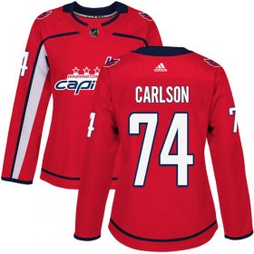 Wholesale Cheap Adidas Capitals #74 John Carlson Red Home Authentic Women\'s Stitched NHL Jersey