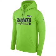 Wholesale Cheap Men's Seattle Seahawks Nike Neon Green Sideline ThermaFit Performance PO Hoodie