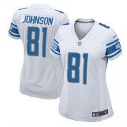 Wholesale Cheap Nike Lions #81 Calvin Johnson White Women's Stitched NFL Elite Jersey