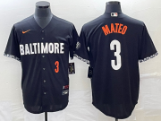 Wholesale Cheap Men's Baltimore Orioles #3 Jorge Mateo Number Black 2023 City Connect Cool Base Stitched Jersey 2