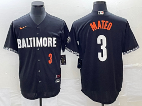 Wholesale Cheap Men\'s Baltimore Orioles #3 Jorge Mateo Number Black 2023 City Connect Cool Base Stitched Jersey 2