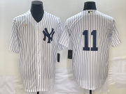 Cheap Men's New York Yankees #11 Anthony Volpe White No Name Throwback Stitched MLB Cool Base Nike Jersey