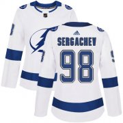 Cheap Adidas Lightning #98 Mikhail Sergachev White Road Authentic Women's Stitched NHL Jersey