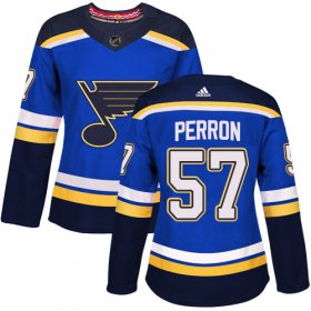 Wholesale Cheap Adidas Blues #57 David Perron Blue Home Authentic Women\'s Stitched NHL Jersey