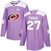 Wholesale Cheap Adidas Hurricanes #27 Justin Faulk Purple Authentic Fights Cancer Stitched Youth NHL Jersey