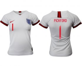 Wholesale Cheap Women\'s England #1 Pickford Home Soccer Country Jersey