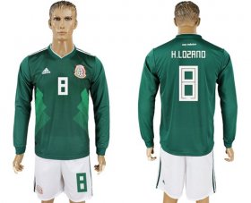 Wholesale Cheap Mexico #8 H.Lozano Home Long Sleeves Soccer Country Jersey