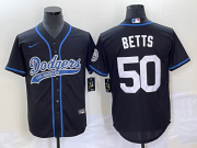 Wholesale Cheap Men's Los Angeles Dodgers #50 Mookie Betts Black With Patch Cool Base Stitched Baseball Jersey