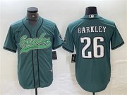 Cheap Men's Philadelphia Eagles #26 Saquon Barkley Green Cool Base Baseball Stitched Jersey