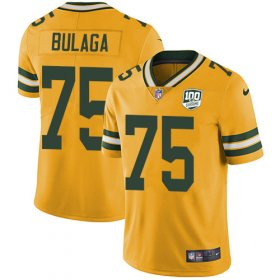 Wholesale Cheap Nike Packers #75 Bryan Bulaga Yellow Men\'s 100th Season Stitched NFL Limited Rush Jersey