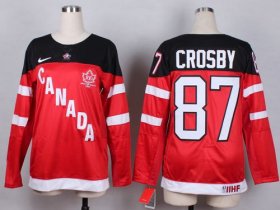 Wholesale Cheap Team Canada #87 Sidney Crosby Red 100th Anniversary Women\'s Stitched NHL Jersey