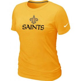 Wholesale Cheap Women\'s Nike New Orleans Saints Authentic Logo T-Shirt Yellow