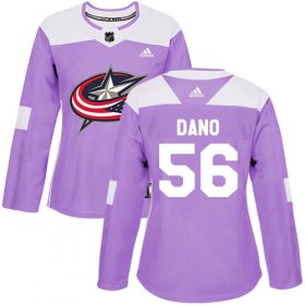 Wholesale Cheap Adidas Blue Jackets #56 Marko Dano Purple Authentic Fights Cancer Women\'s Stitched NHL Jersey