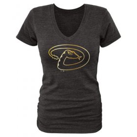 Wholesale Cheap Women\'s Arizona Diamondbacks Fanatics Apparel Gold Collection V-Neck Tri-Blend T-Shirt Black