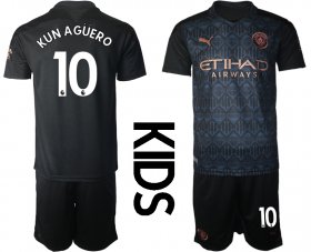 Wholesale Cheap Youth 2020-2021 club Manchester City away black 10 Soccer Jerseys