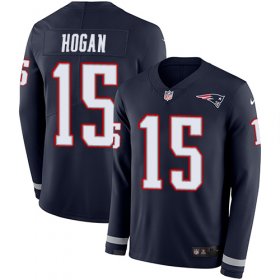 Wholesale Cheap Nike Patriots #15 Chris Hogan Navy Blue Team Color Men\'s Stitched NFL Limited Therma Long Sleeve Jersey