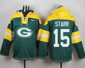 Wholesale Cheap Nike Packers #15 Bart Starr Green Player Pullover NFL Hoodie