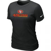Wholesale Cheap Women's Nike San Francisco 49ers Authentic Logo T-Shirt Black