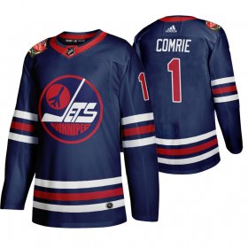 Wholesale Cheap Winnipeg Jets #1 Eric Comrie Men\'s 2019-20 Heritage Classic Wha Navy Stitched NHL Jersey