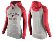 Wholesale Cheap Women's Nike Cincinnati Bengals Performance Hoodie Grey & Red_2
