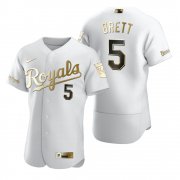 Wholesale Cheap Kansas City Royals #5 George Brett White Nike Men's Authentic Golden Edition MLB Jersey