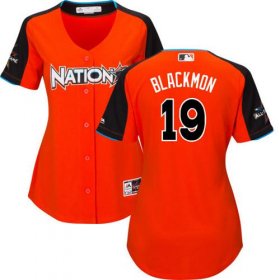 Wholesale Cheap Rockies #19 Charlie Blackmon Orange 2017 All-Star National League Women\'s Stitched MLB Jersey