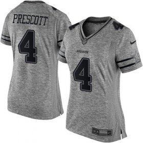 Wholesale Cheap Nike Cowboys #4 Dak Prescott Gray Women\'s Stitched NFL Limited Gridiron Gray Jersey
