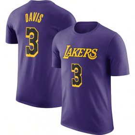 Cheap Men\'s Los Angeles Lakers #3 Anthony Davis Purple 2022-23 Statement Edition Long Sleeve T-Shirt
