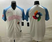Cheap Men's Mexico Baseball Big Logo 2023 White Blue World Classic Stitched Jersey
