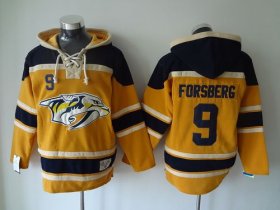 Wholesale Cheap Predators #9 Filip Forsberg Yellow Sawyer Hooded Sweatshirt Stitched NHL Jersey