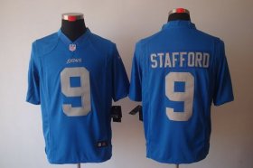 Wholesale Cheap Nike Lions #9 Matthew Stafford Blue Alternate Throwback Men\'s Stitched NFL Limited Jersey