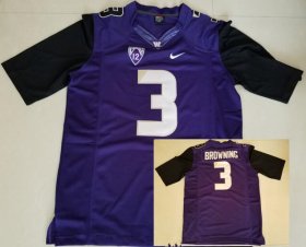 Wholesale Cheap Men\'s Washington Huskies #3 Jake Browning Purple Limited Stitched College Football 2016 Nike NCAA Jersey